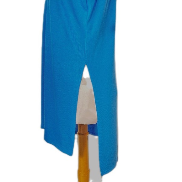 🆕 Karen Kane Knit Tunic High Low Slit each side V Neck Azure Blue NWT SZ M - Picture 4 of 10